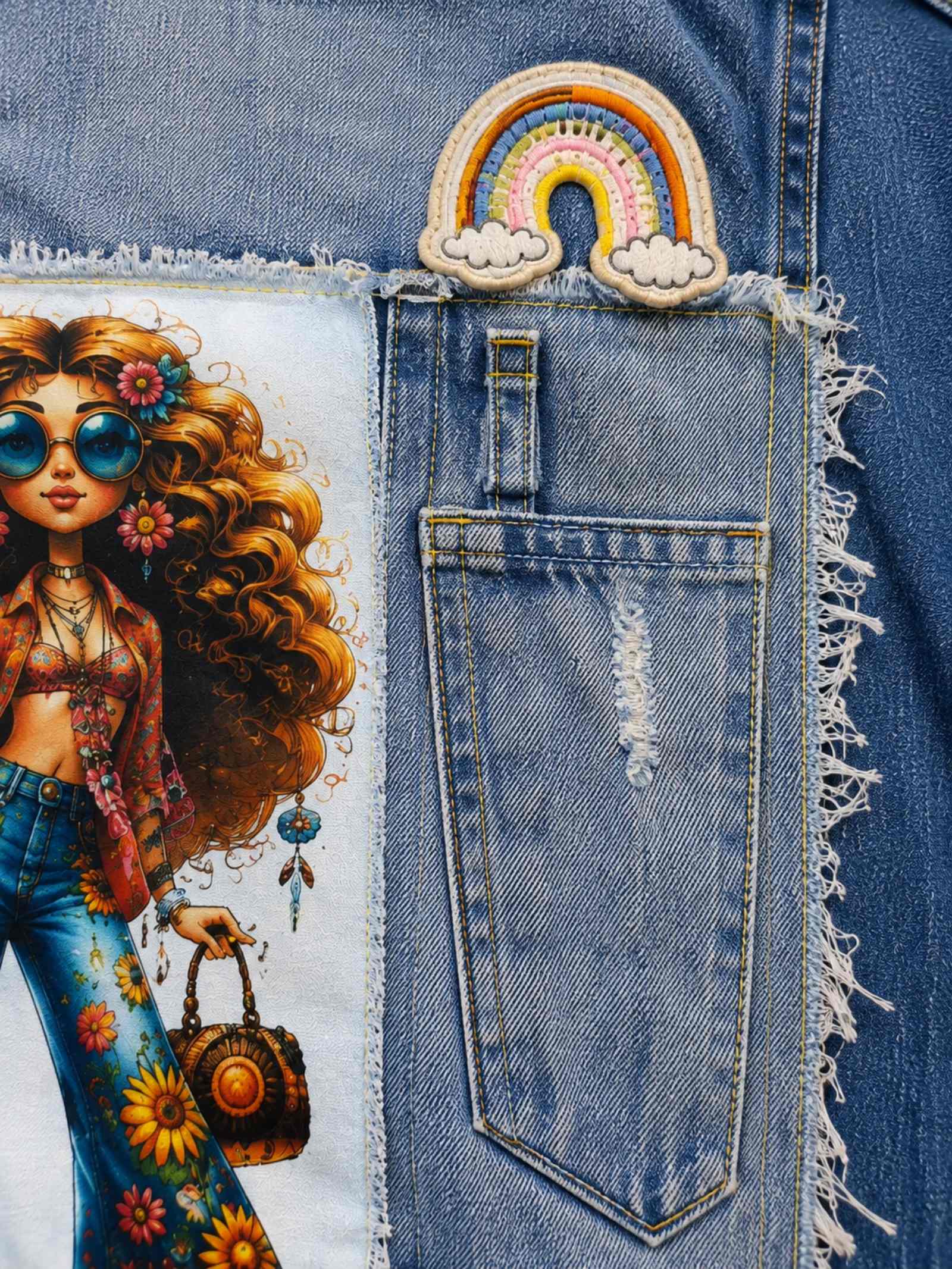 Flower Child– Upcycled Denim Jasje - 154547 Flower Child– Upcycled Denim Jasje