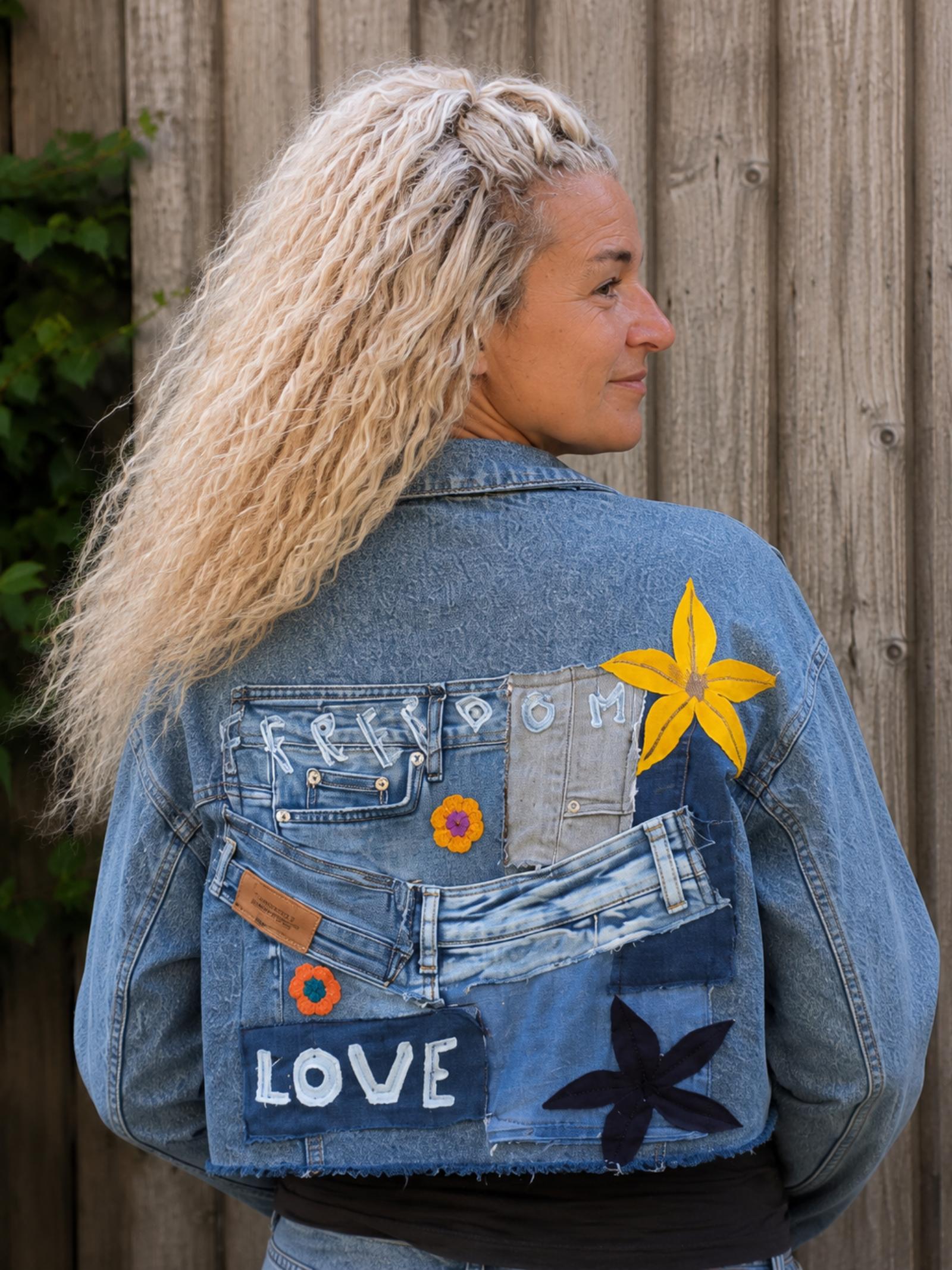 Freedom & Love – One of a Kind Upcycled Denim Festival Jacket - 154591 Freedom & Love – One of a Kind Upcycled Denim Festival Jacket