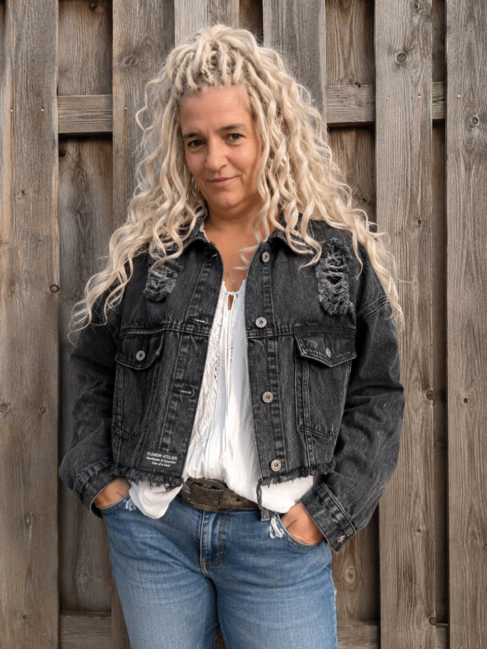 One of a Kind Cowgirl Upcycled Denim Jacket – Handmade - 154573 One of a Kind Cowgirl Upcycled Denim Jacket – Handmade