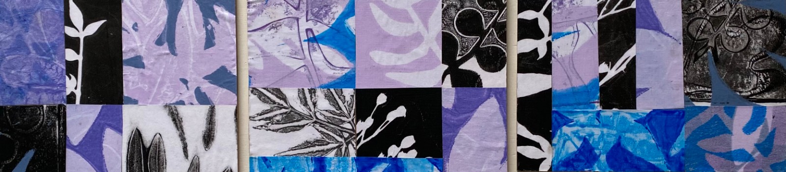 Houten kaart met monotype collage