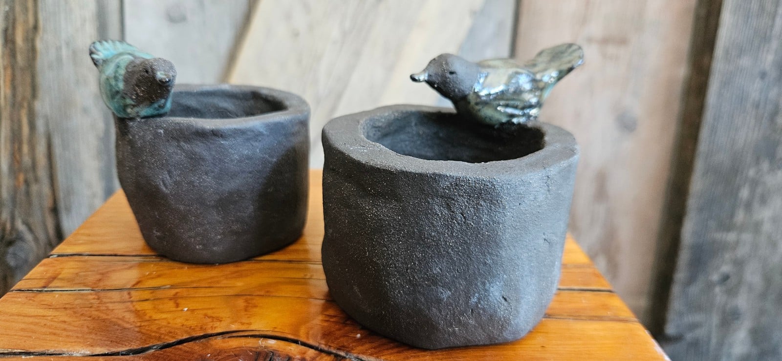 Handgemaakte keramische vogelpotjes – set van 2 - 148281 Handgemaakte keramische vogelpotjes – set van 2