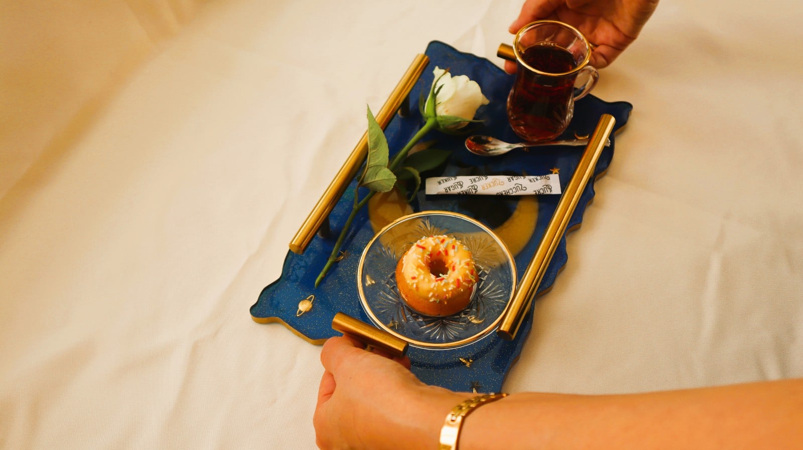 Moon and cats coffee tray. - 110215 Moon and cats coffee tray.