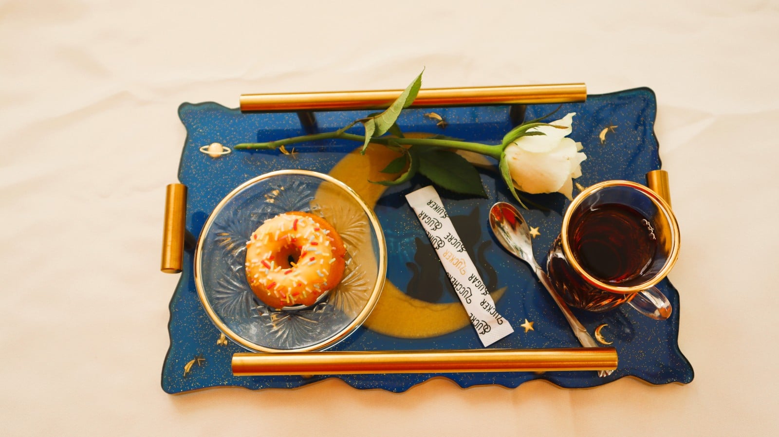 Moon and cats coffee tray. - 110216 Moon and cats coffee tray.