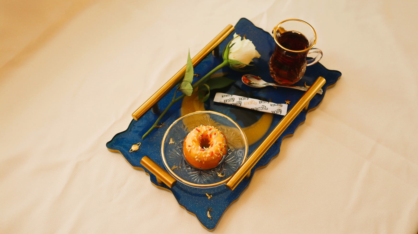 Moon and cats coffee tray. - 110217 Moon and cats coffee tray.