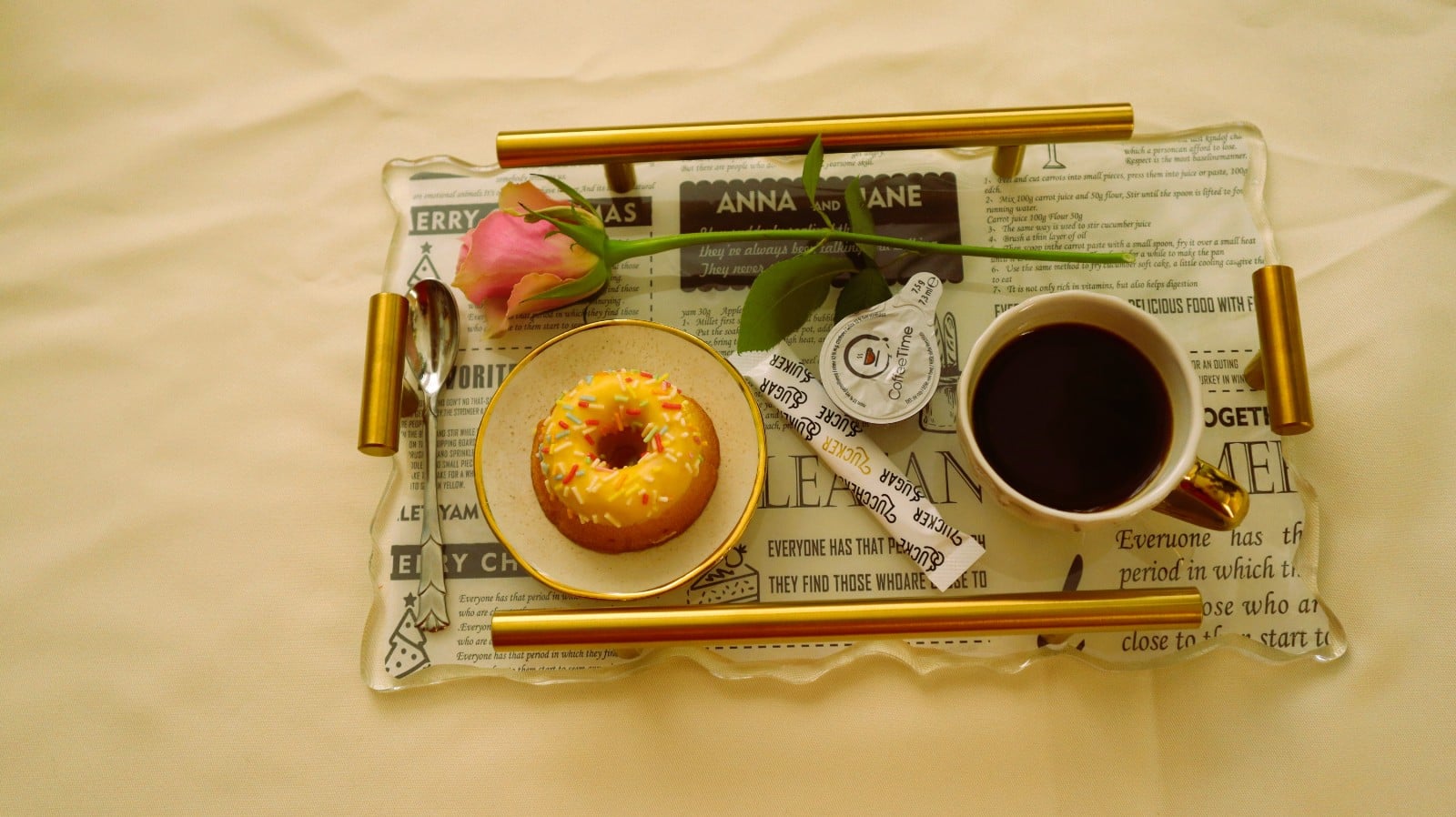 Newspaper coffee tray.