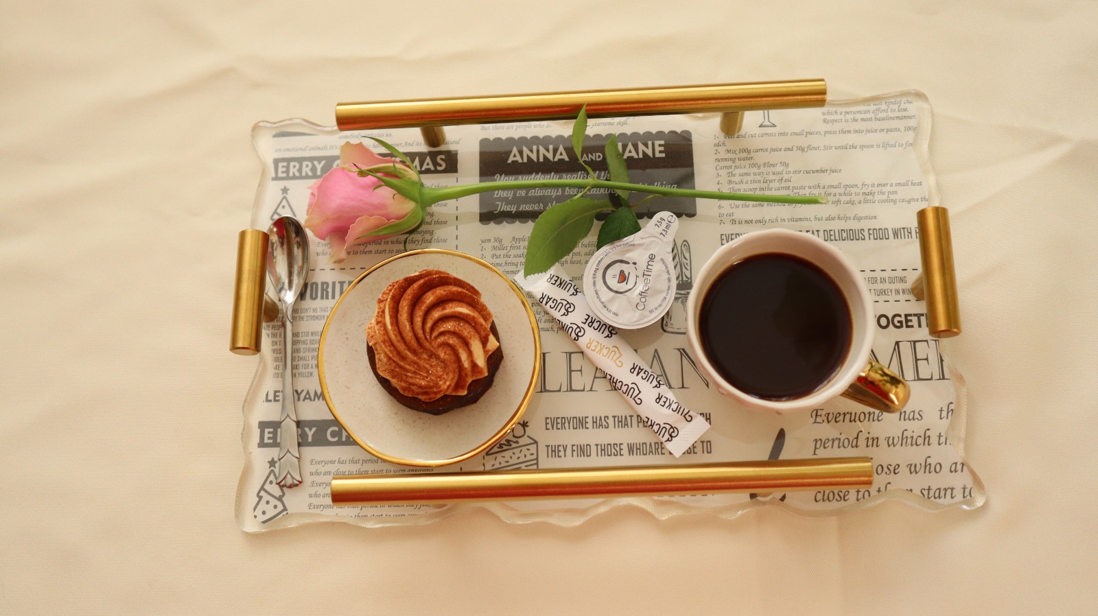 Newspaper coffee tray.