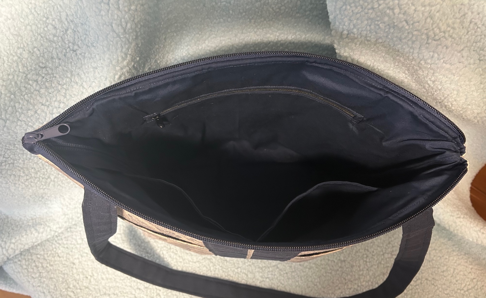 Blauw / Beige schoudertas