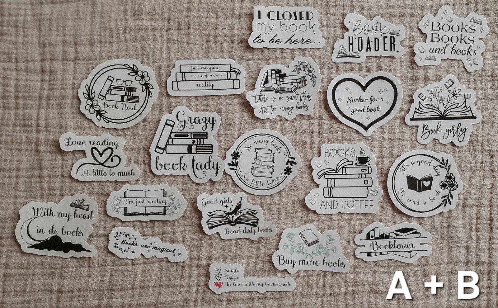 Bookish stickerset, set van 20 stuks