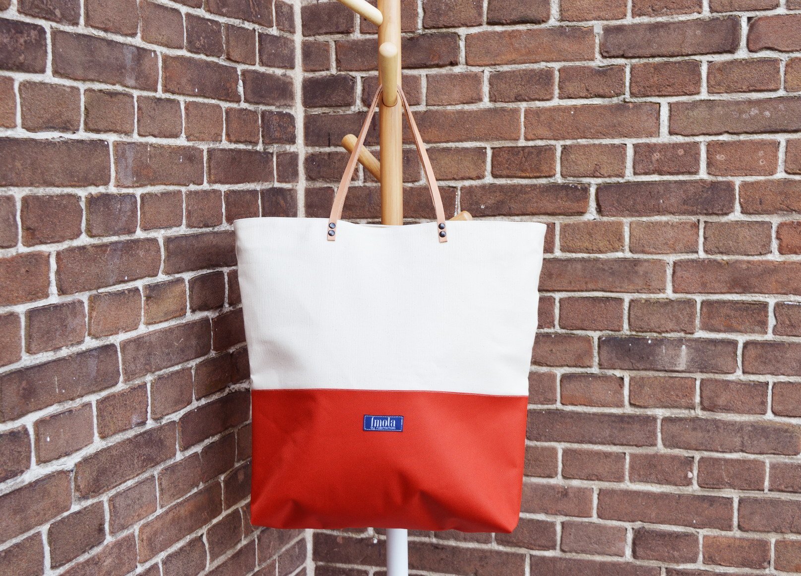 Grote handtas oranje beige - 12562.jpeg Grote handtas oranje beige
