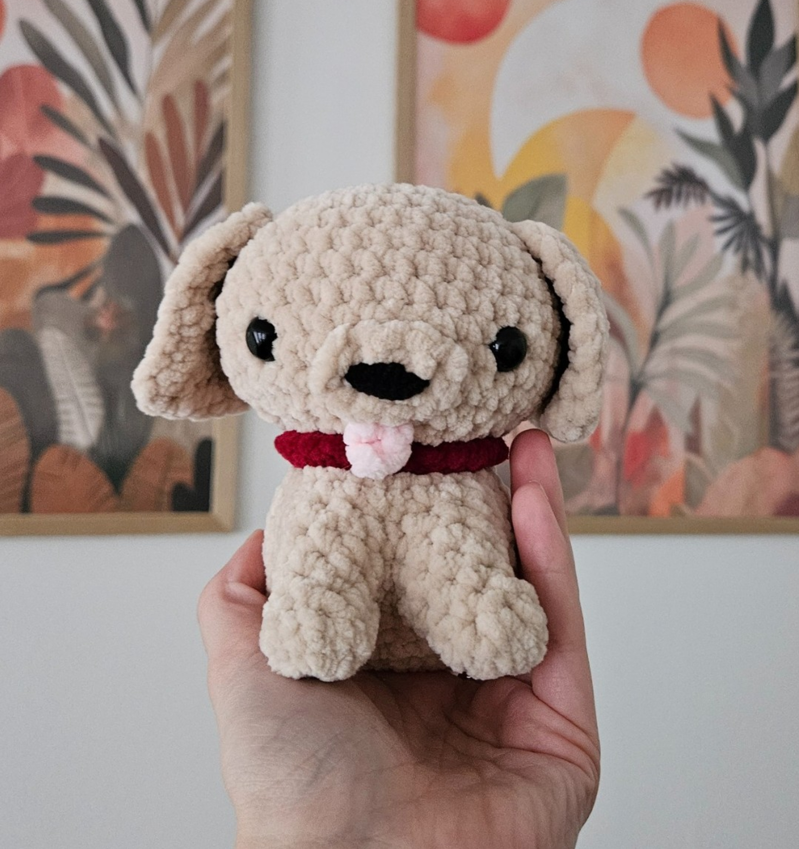 Handgemaakt Gehaakt Hondje van Chenillegaren – Decoratief Amigurumi Beeldje (Geen Speelgoed)