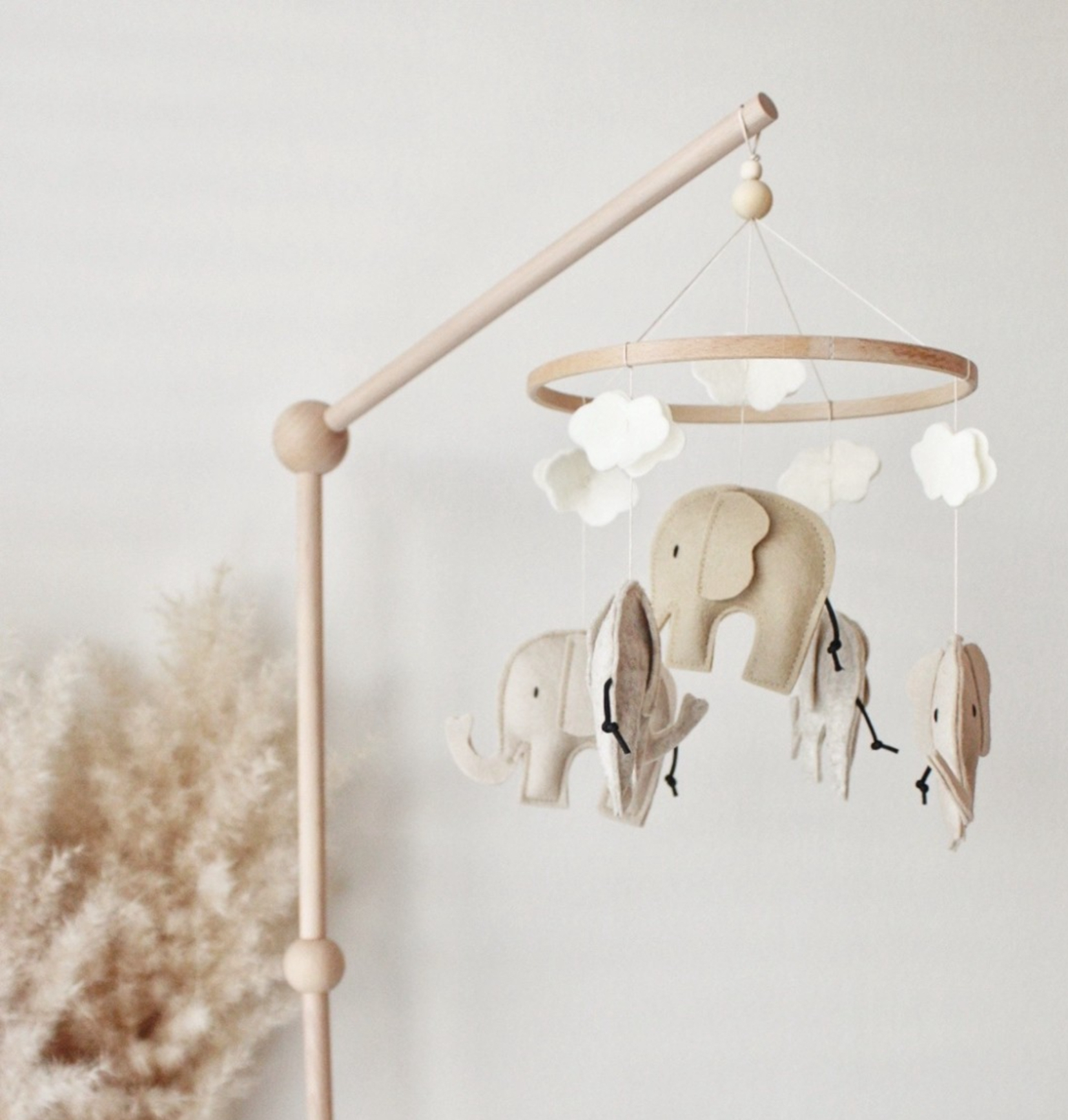 Handgemaakte Babymobiel | Olifant - 130605 Handgemaakte Babymobiel | Hout & Wolvilt | Olifant