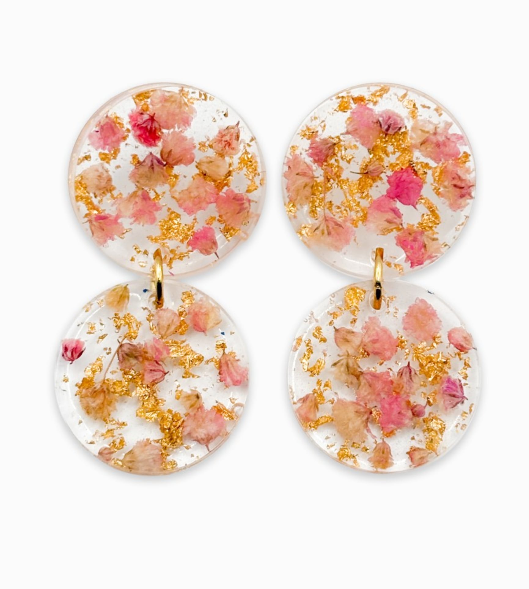Ronde Vintage-style Oorbellen Gemaakt met Echte Bloemen uit Lissabon (Late Bloomers)