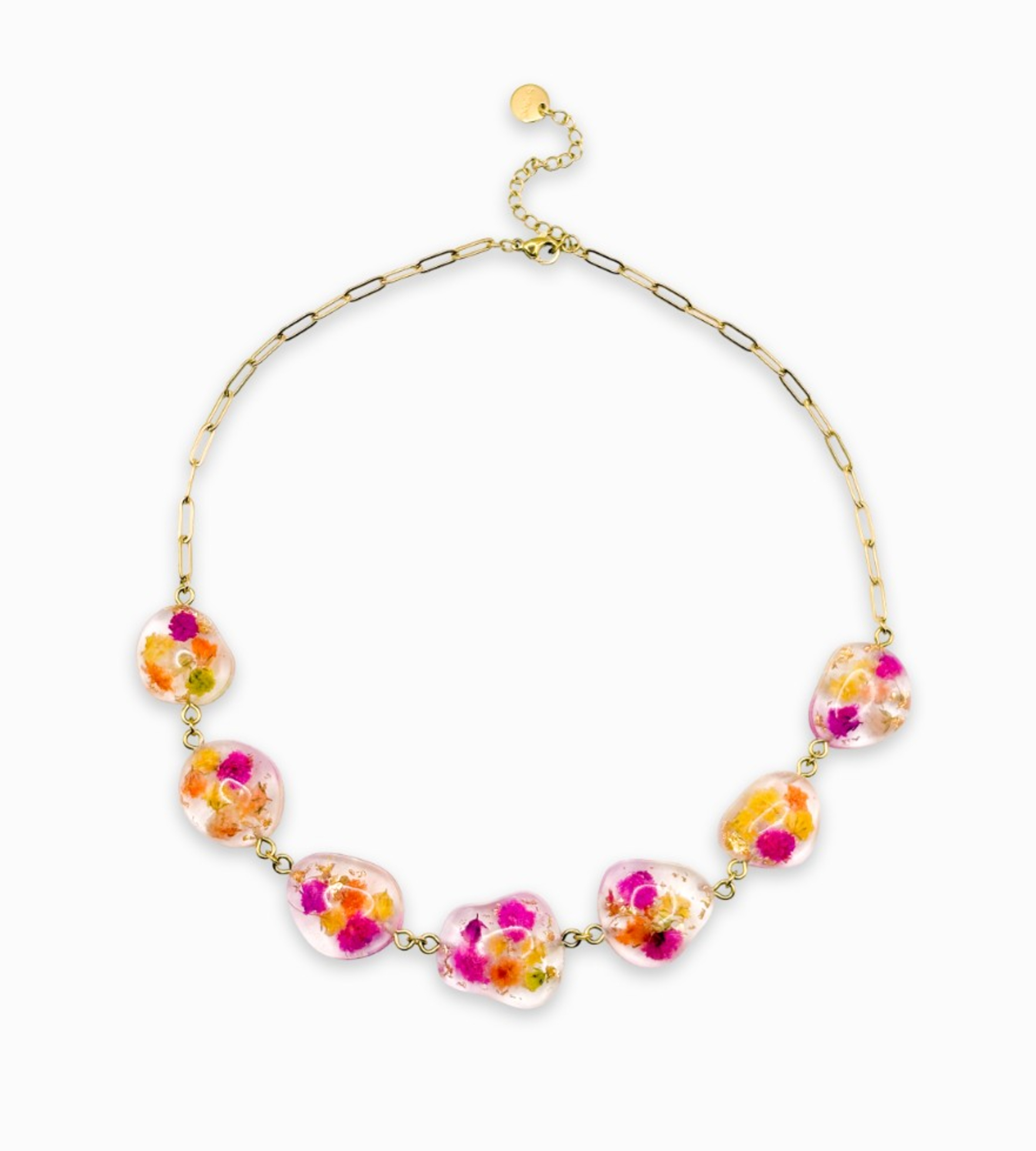 Ketting met Stenen Gevuld met Echte Bloemen uit Den Haag (Fleur de Soleil)
