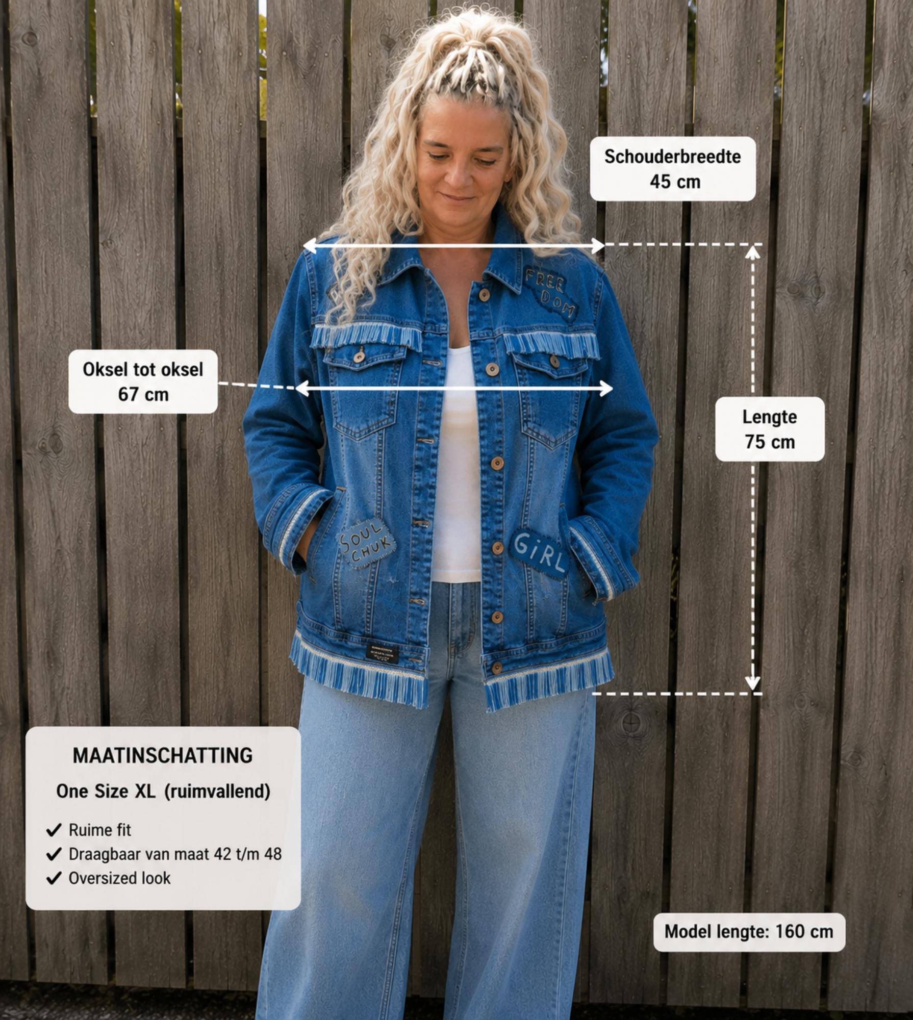 Soul Clean – One of a Kind Upcycled Denim Jasje met Cowgirl Artwork - 154572 Soul Clean – One of a Kind Upcycled Denim Jasje met Cowgirl Artwork