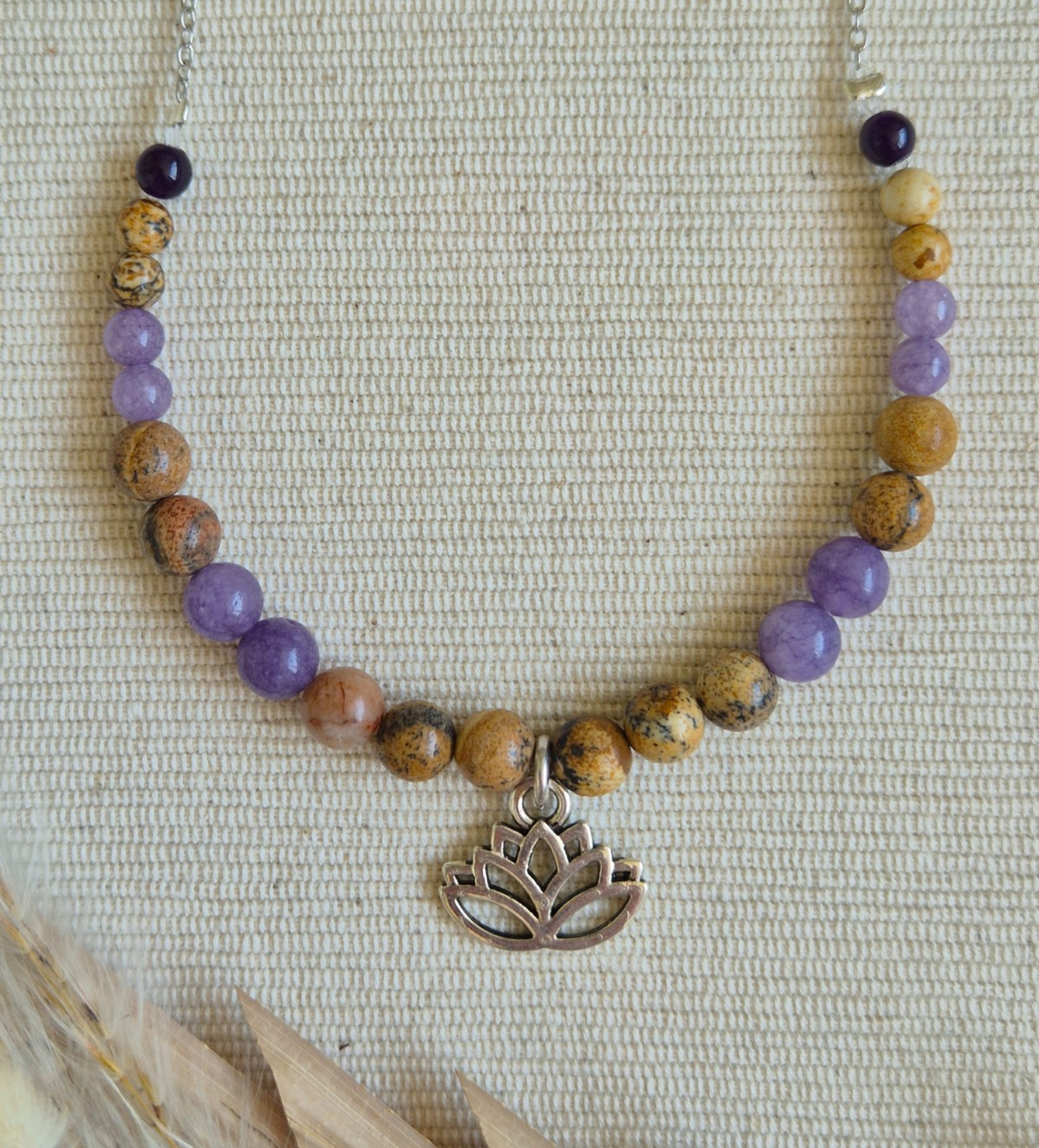 Zilveren ketting half schakelketting half edelstenen | Lotus