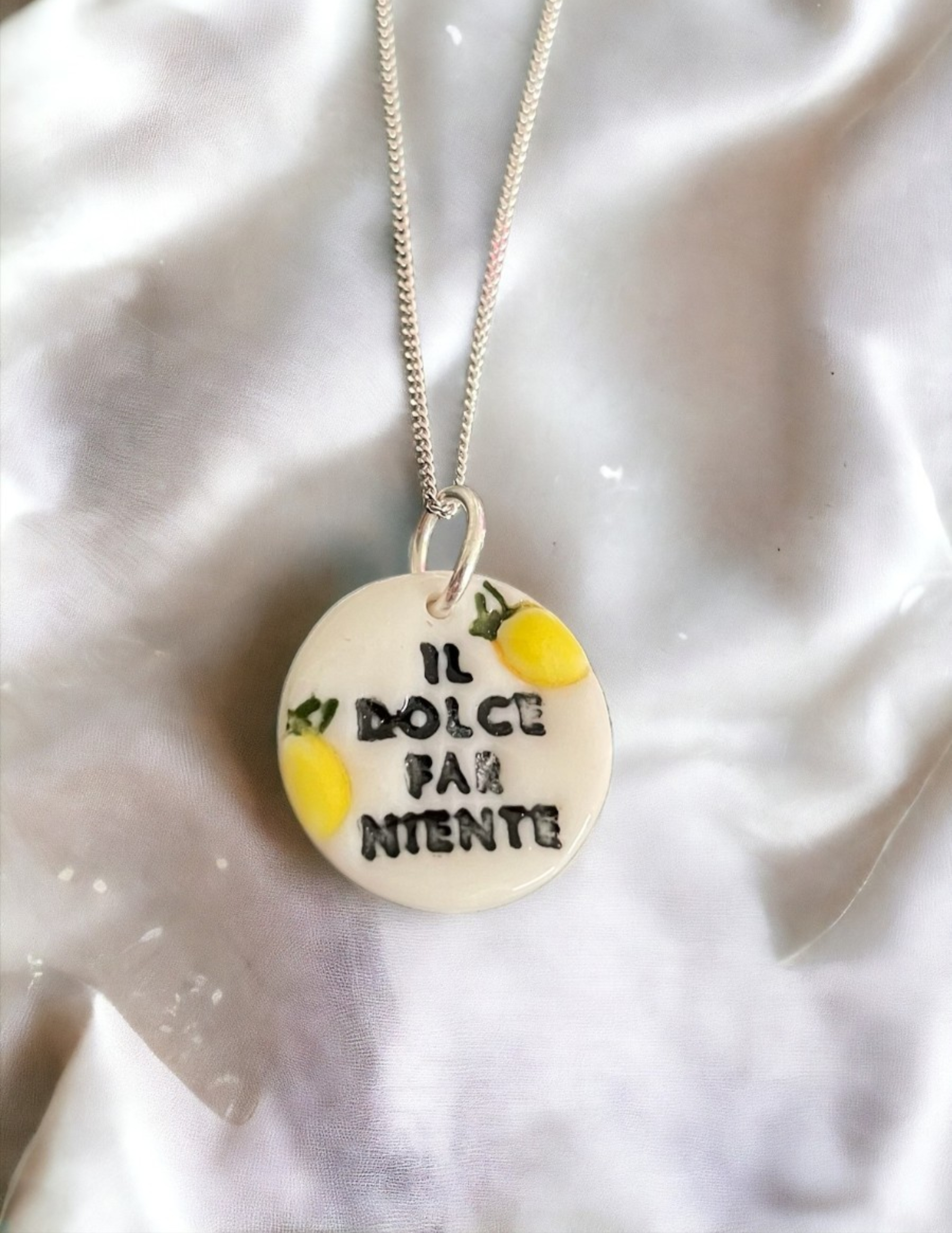 Handgemaakte  Porselein - Ketting - il Dolce far Niente Geel