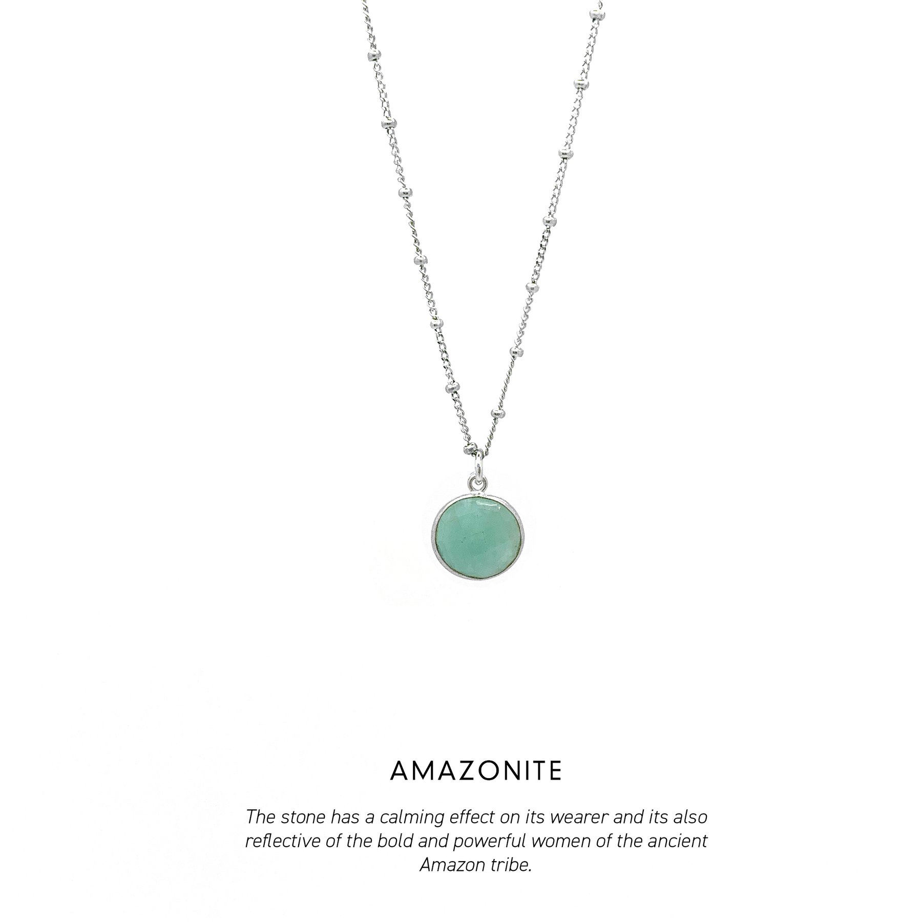 Amazonite Circle Gem Necklace Silver - 3641.jpeg Amazonite Circle Gem Necklace Silver