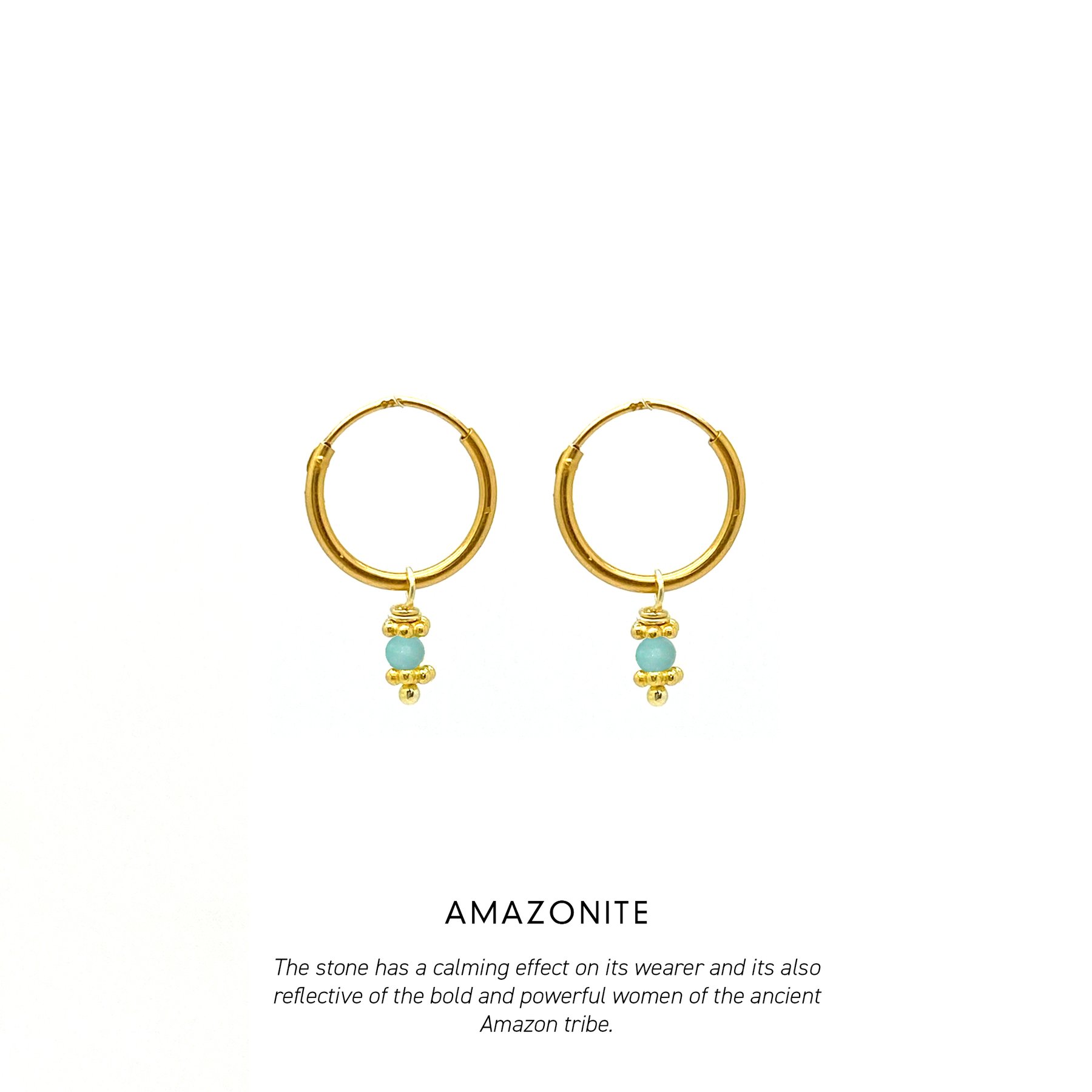 Amazonite Triquetra Mini Hoops Gold