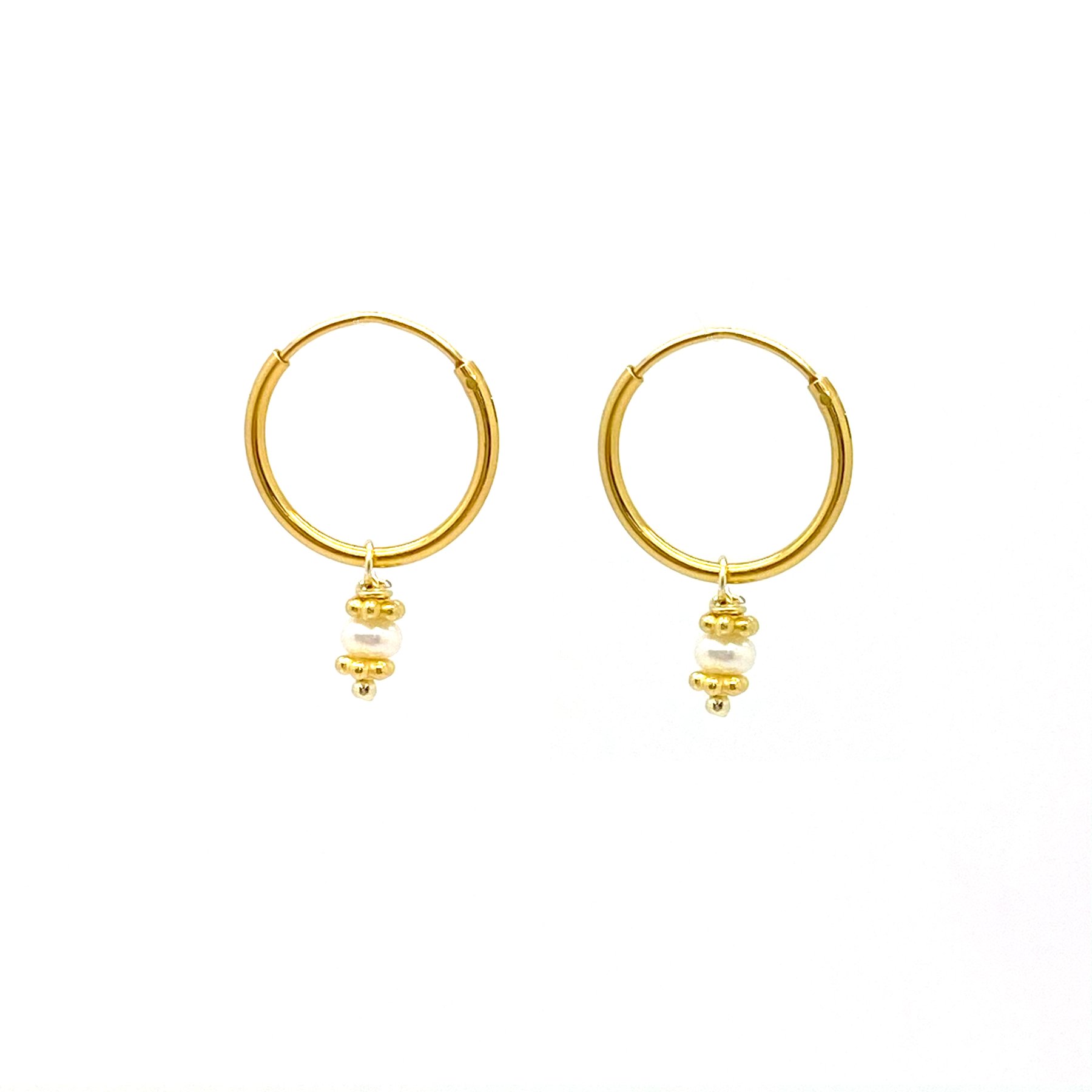 Mini Pearl Hoops Gold