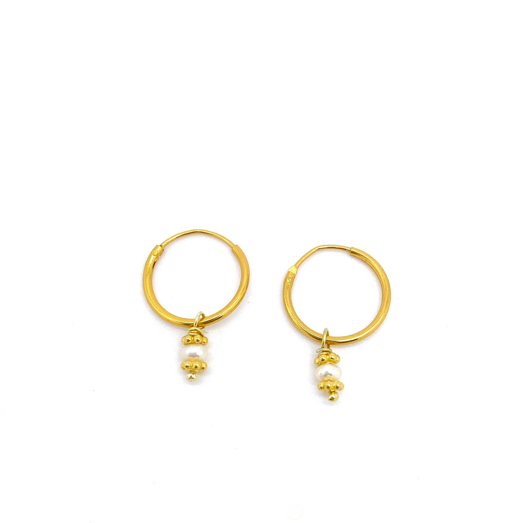 Mini Pearl Hoops Gold