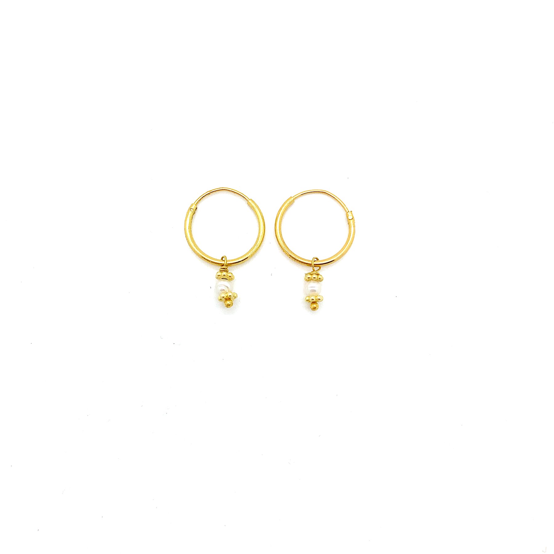Mini Pearl Hoops Gold