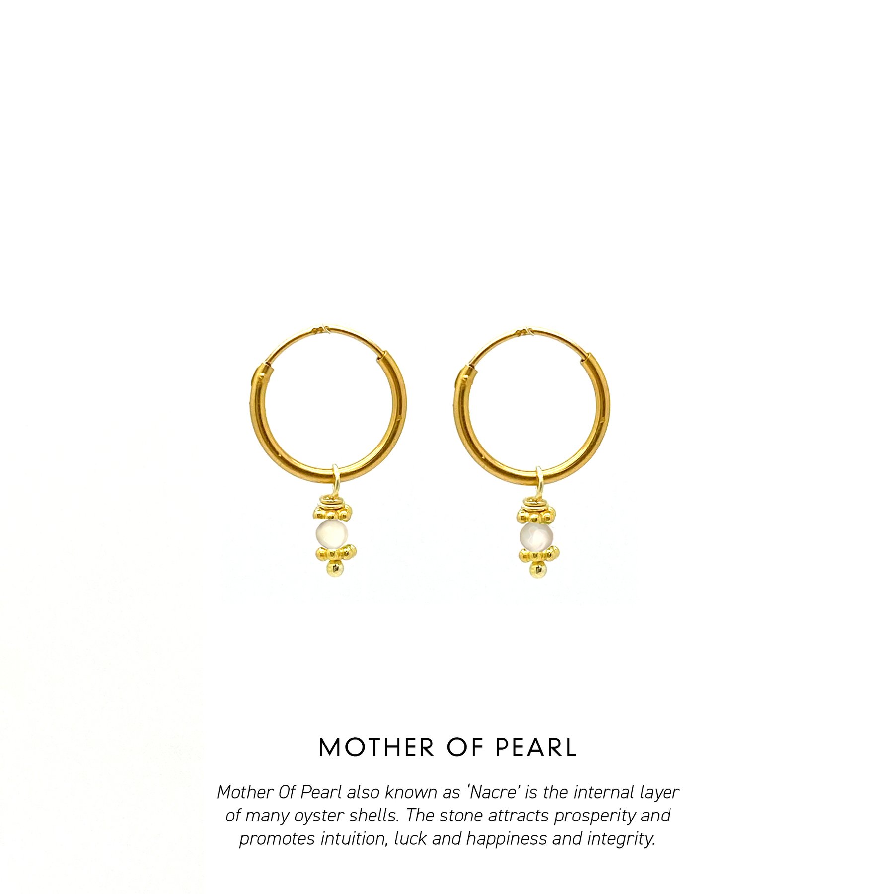 Mother of Pearl Triquetra Mini Hoops Gold