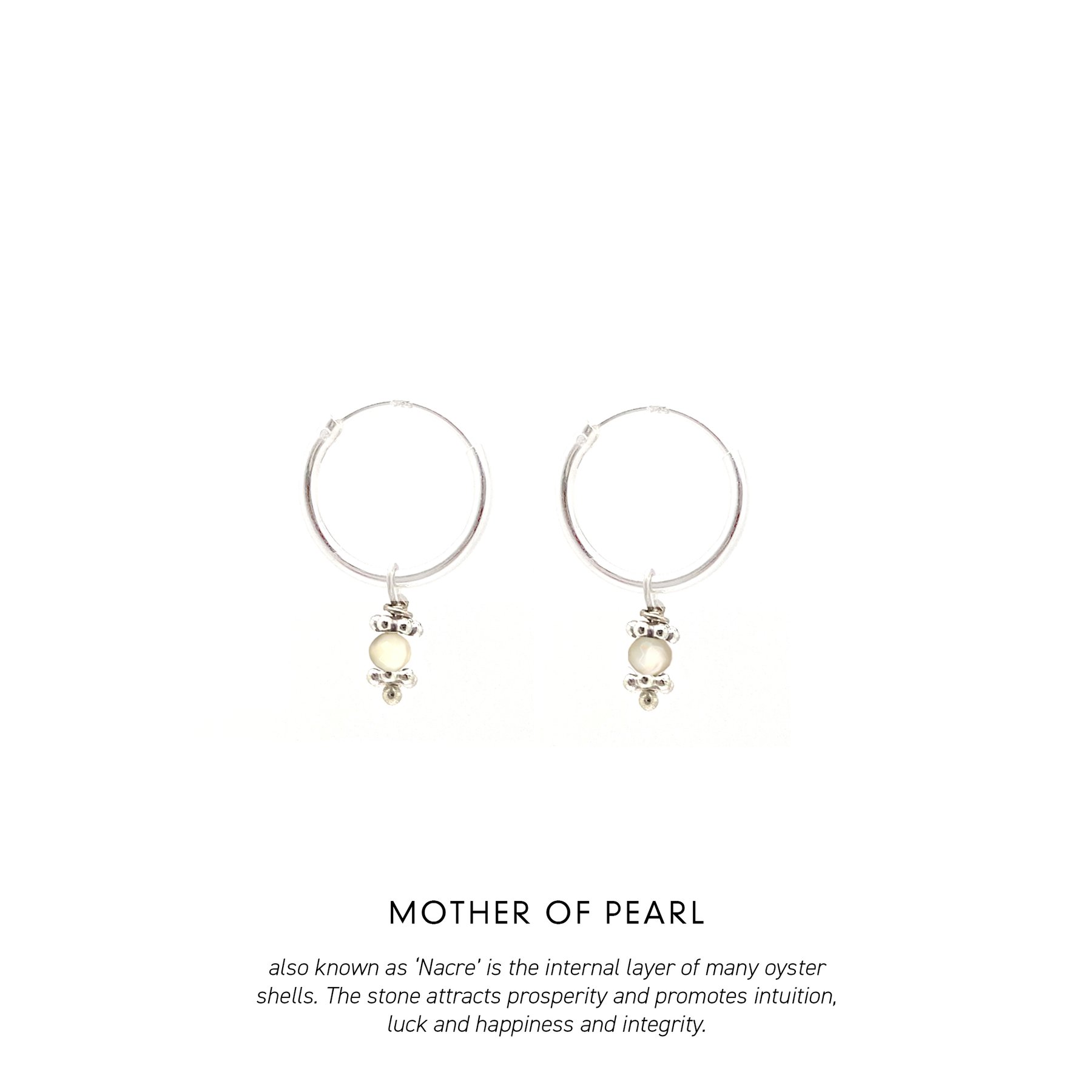 Mother of Pearl Triquetra Mini Hoops Silver