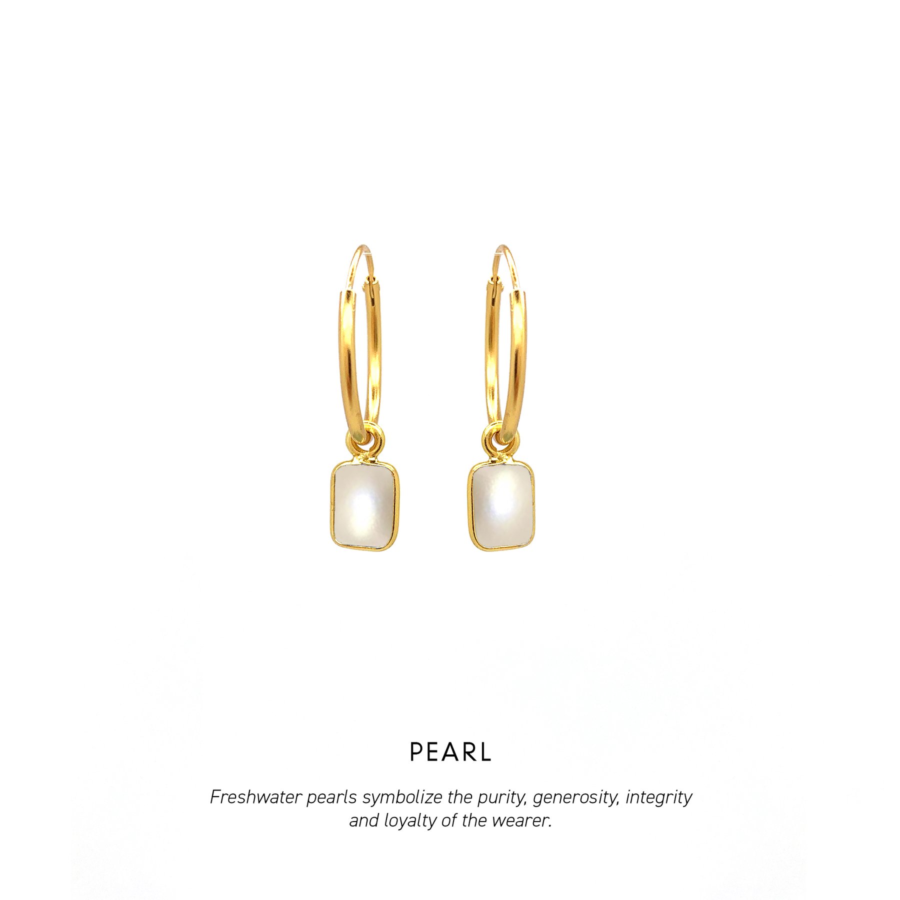 Pearl Baguette Hoops Gold