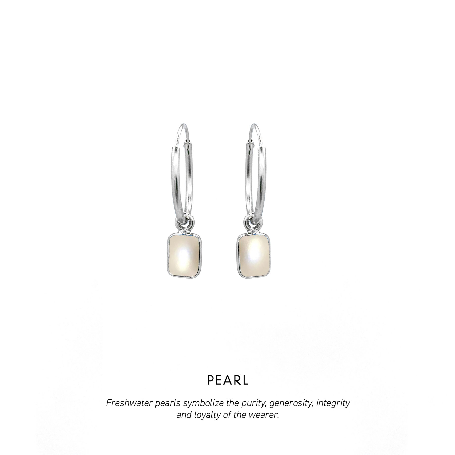 Pearl Baguette Hoops Silver - 3562.jpeg Pearl Baguette Hoops Silver
