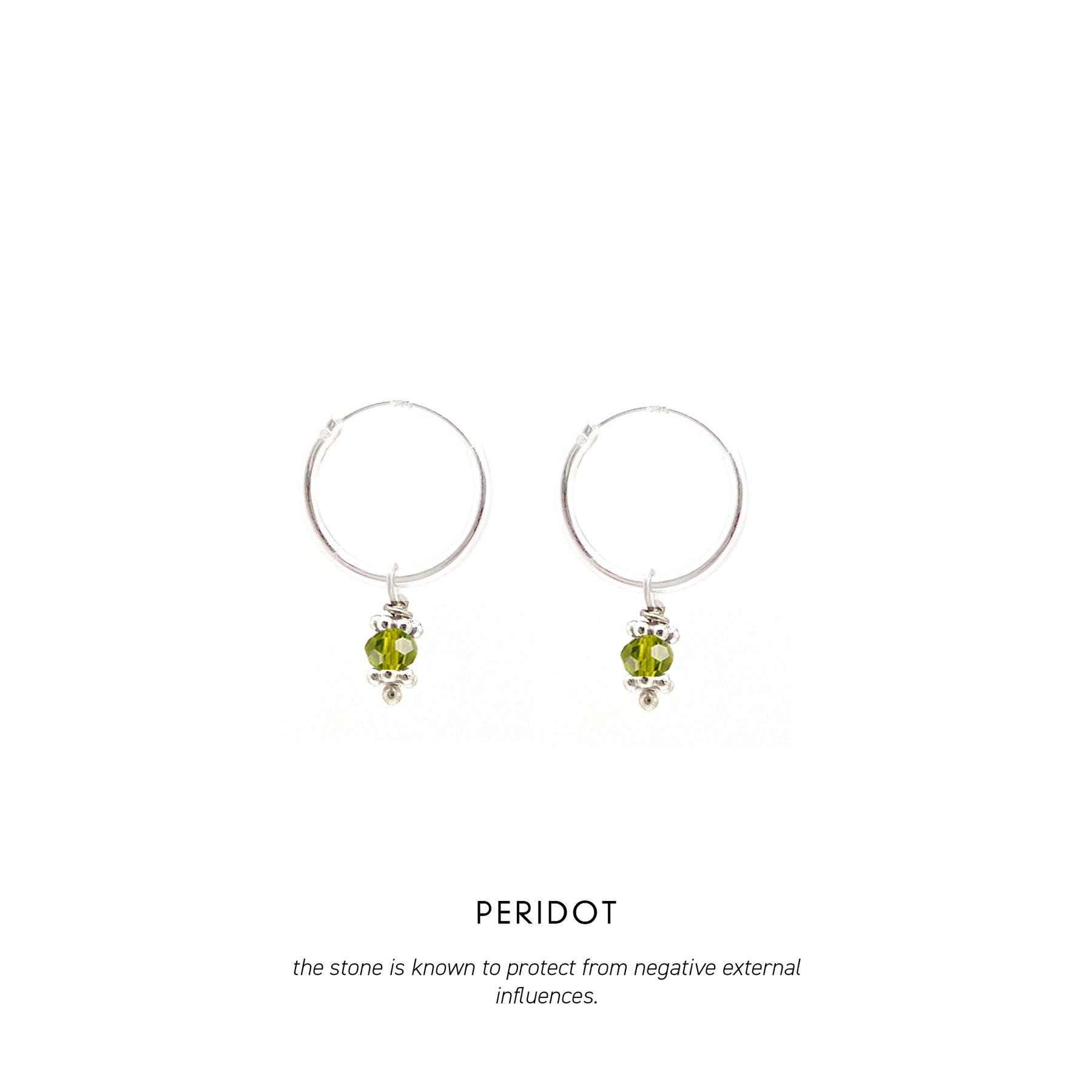 Peridot Triquetra Mini Hoops Silver