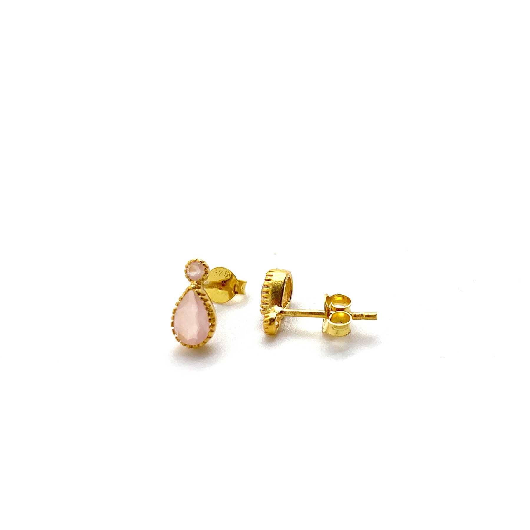 Rose Quartz Droplet Studs