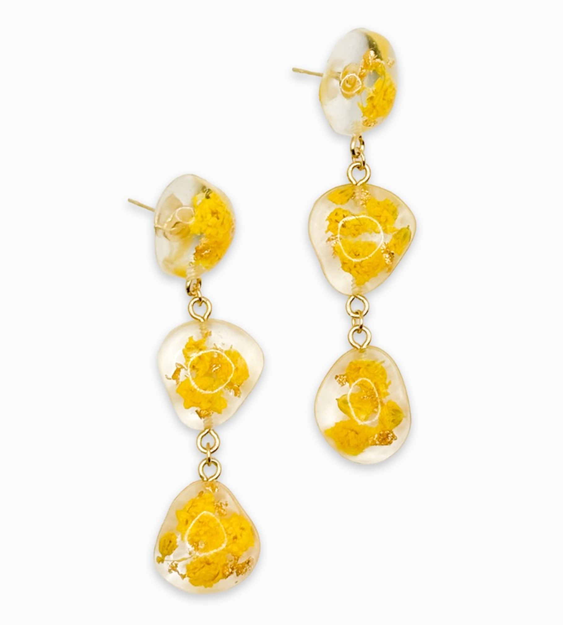 Statement Oorbellen met 3 Stenen Gevuld Echte Bloemen uit Amsterdam (… - 132686 Statement Oorbellen met 3 Stenen Gevuld Echte Bloemen uit Amsterdam (Limoncello Romance)