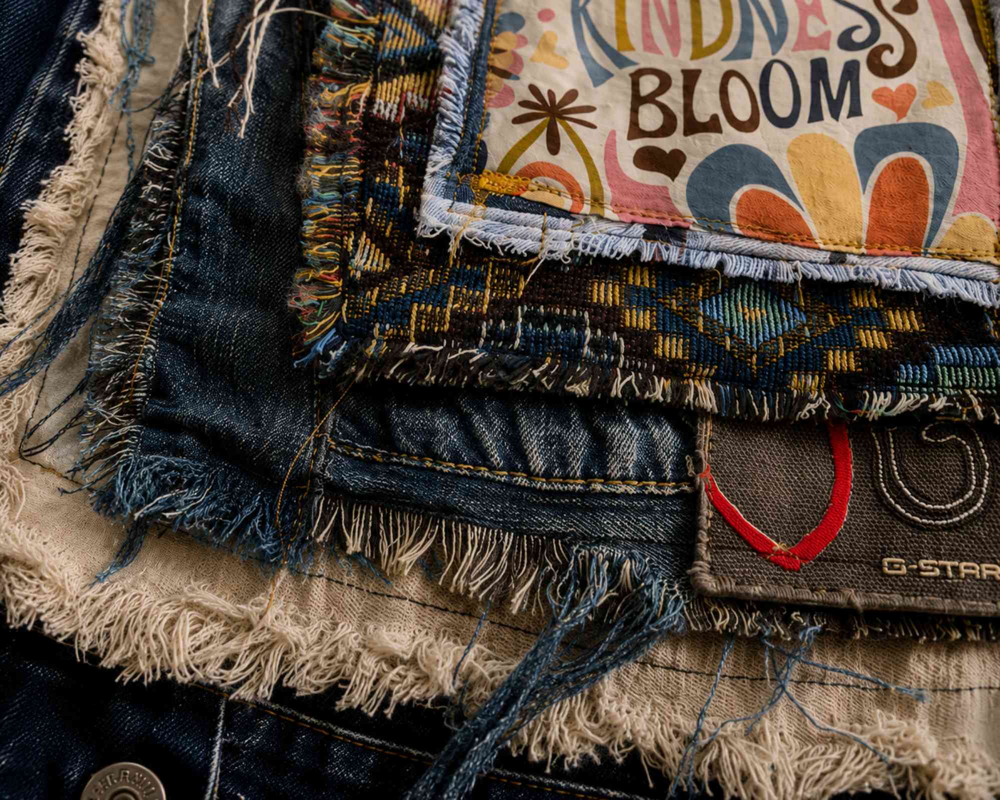 Let Kindness Bloom – One of a Kind Upcycled Denim Jacket - 154607 Let Kindness Bloom – One of a Kind Upcycled Denim Jacket
