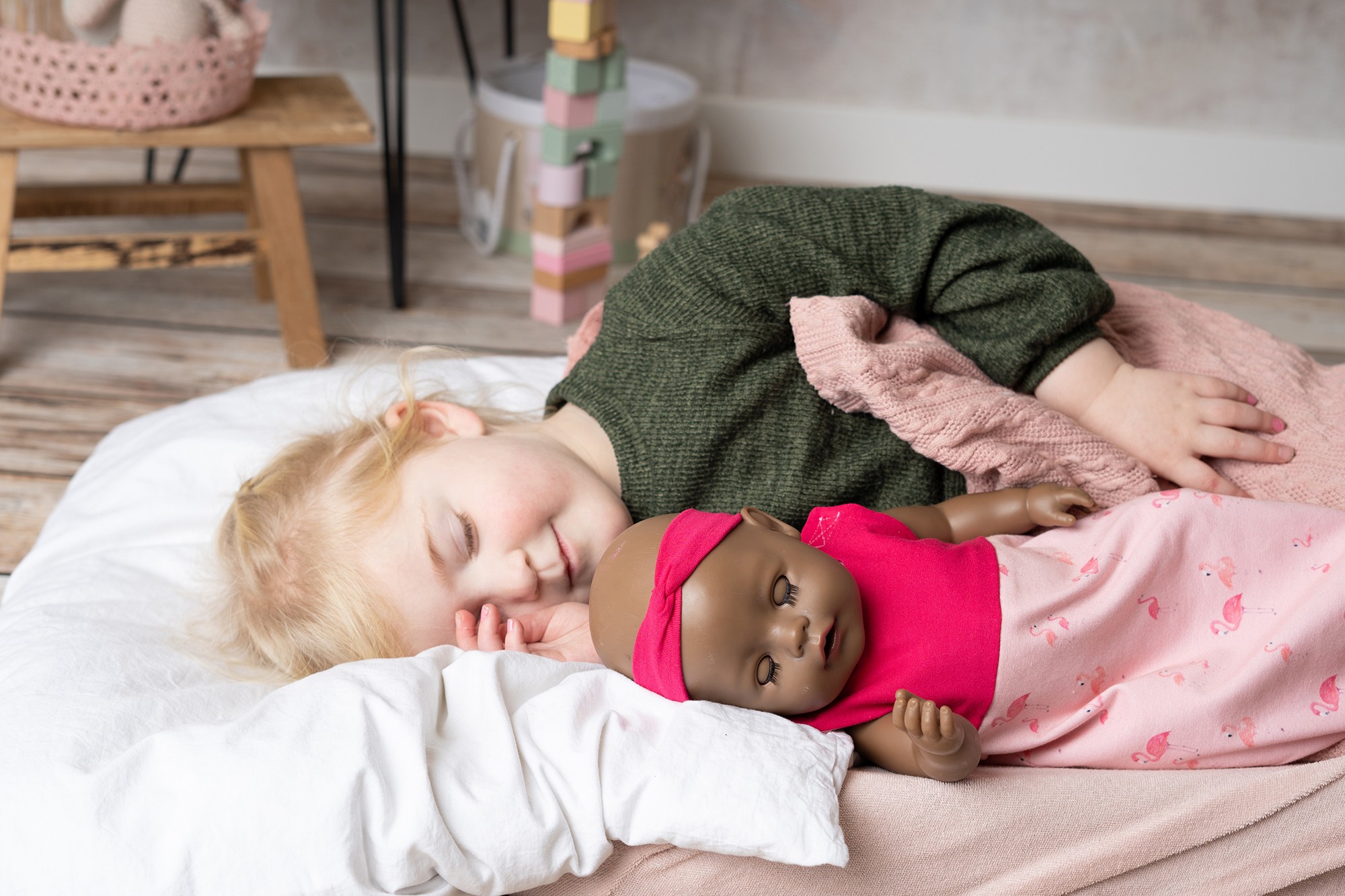 Poppenslaapzak Flamingrose