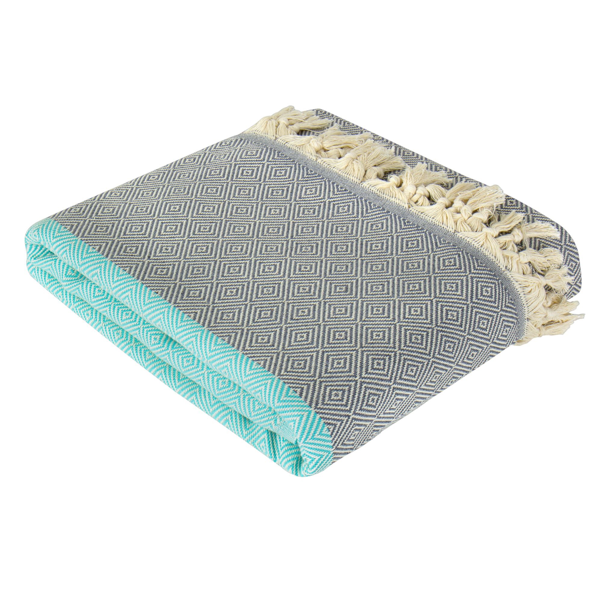 Plaid XL - Groen Turkoois & Grijs - 200x240 cm