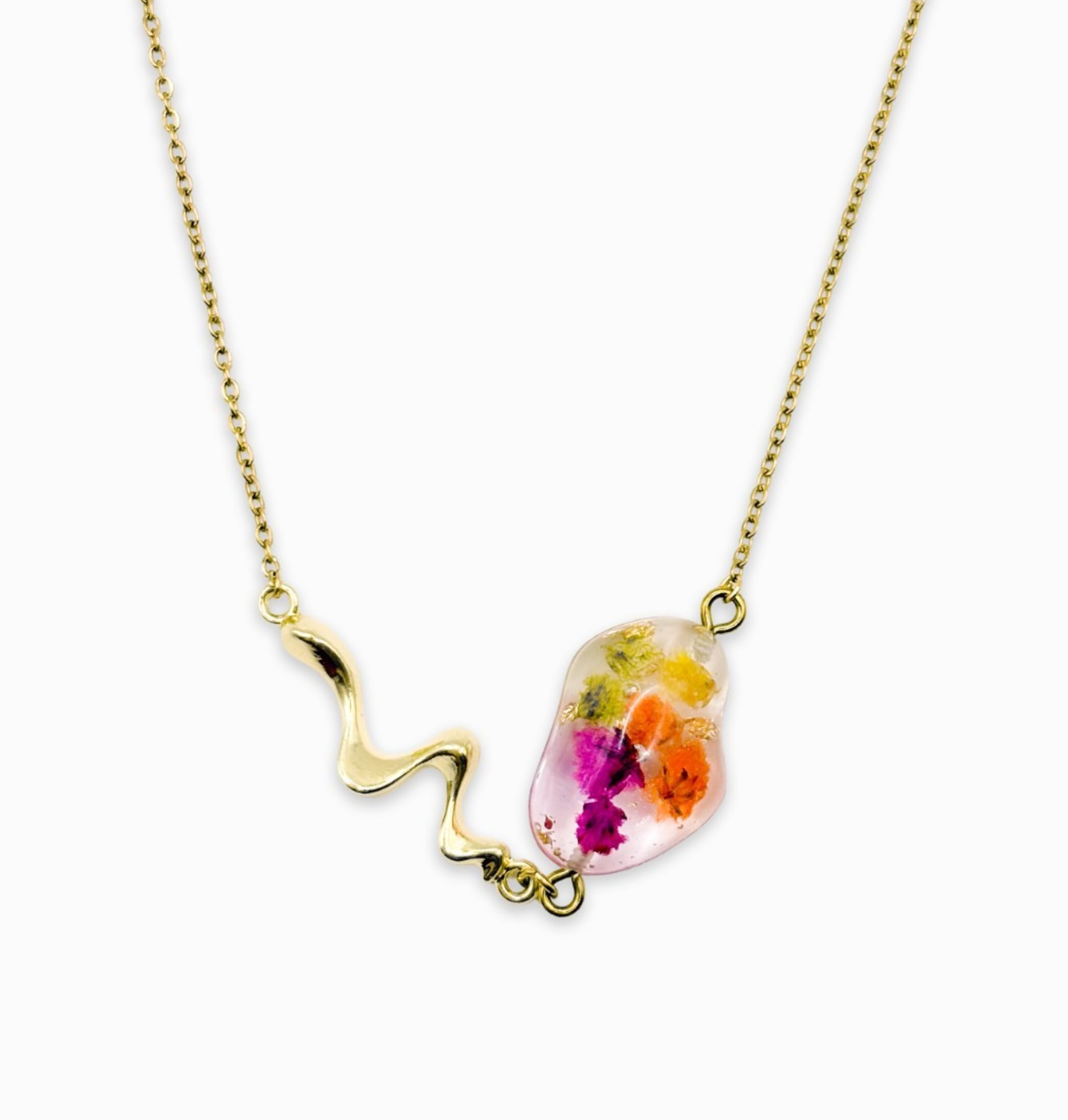 Sierlijke Ketting met Steen Gevuld met Echt Gipskruid uit Den Haag (F… - 139369 Sierlijke Ketting met Steen Gevuld met Echt Gipskruid uit Den Haag (Fleur de Soleil)