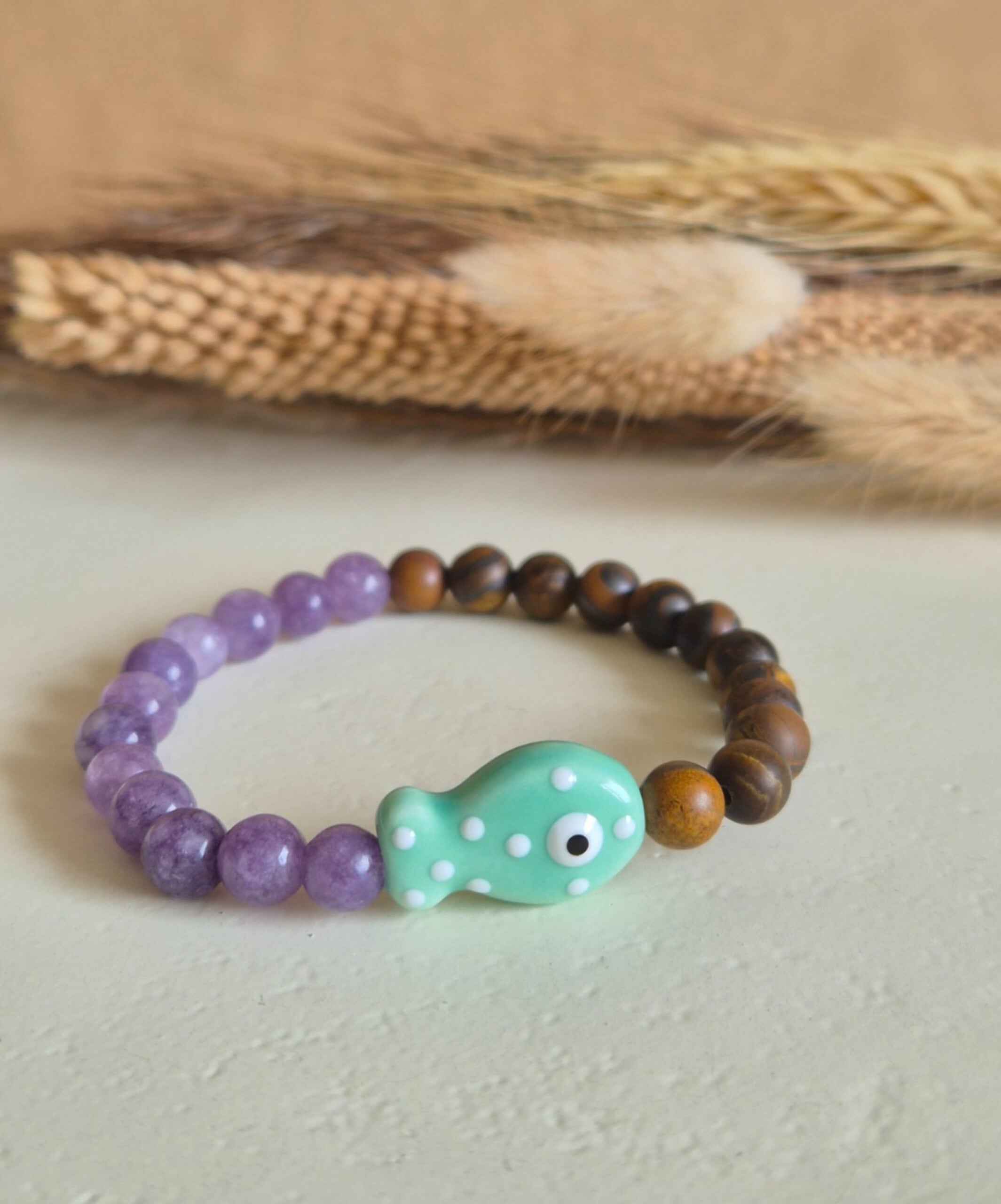 Zomerse turquoise vissen armband met edelstenen