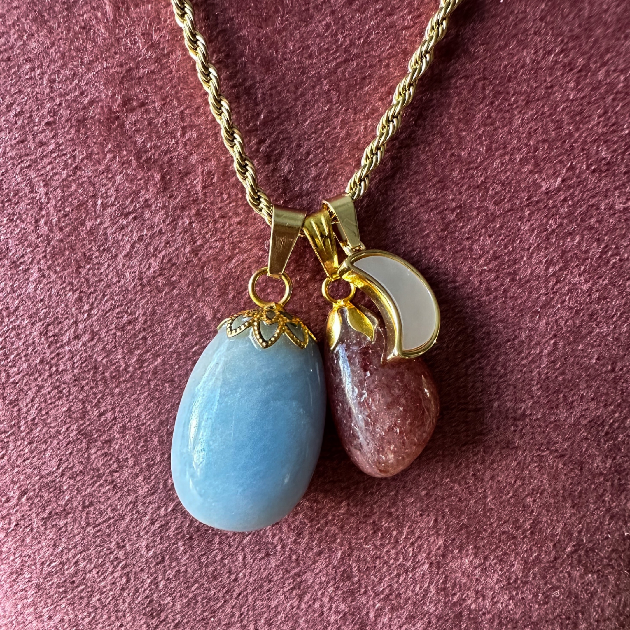 Edelsteenketting Angeliet & Muscoviet met Ginkgo bedel