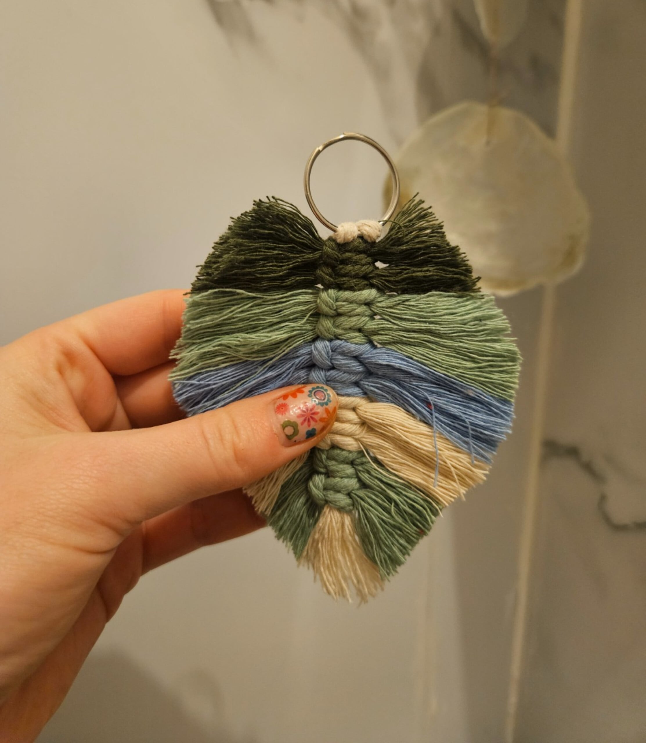 Macrame blad sleutelhanger