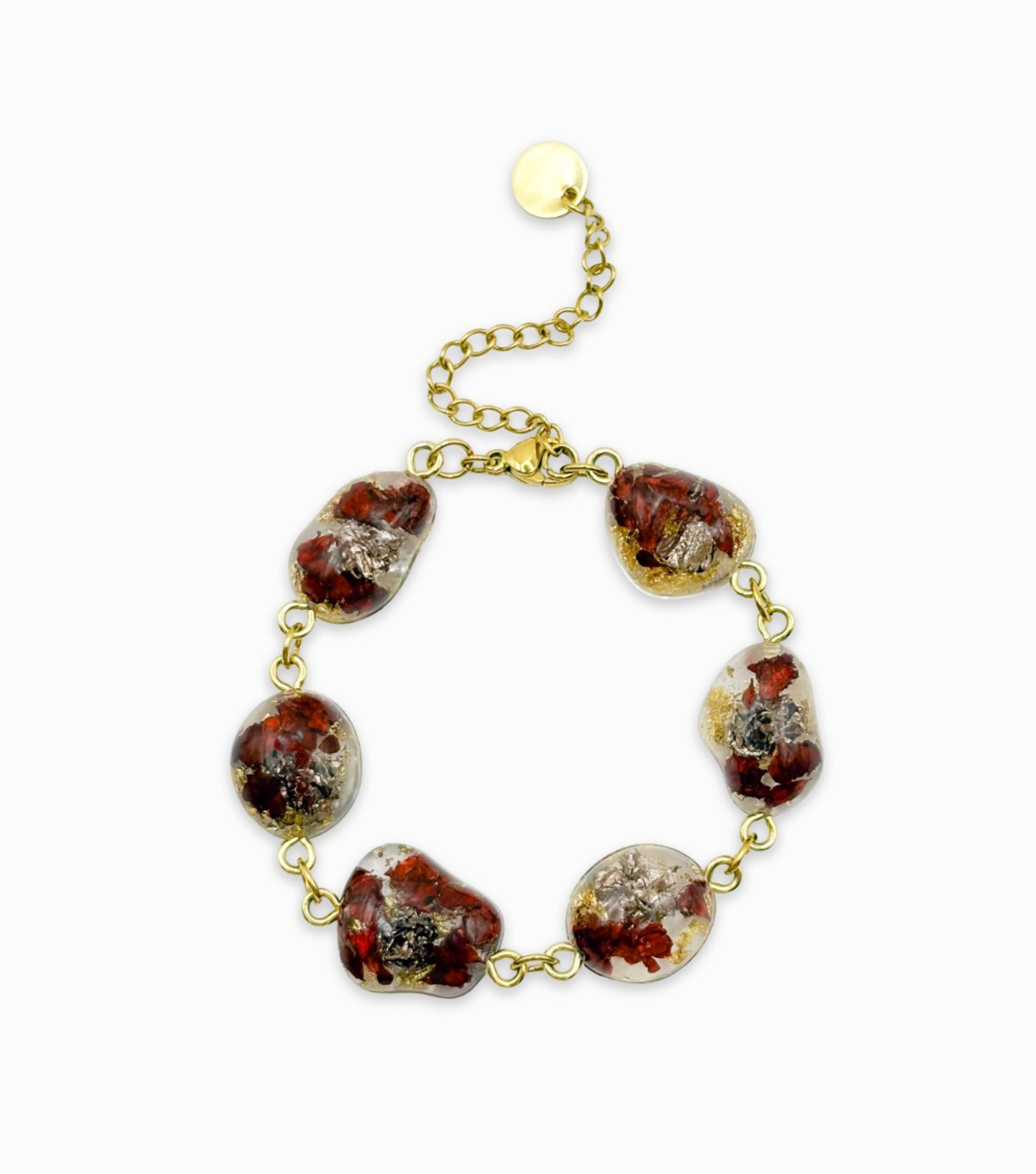 Armband met Steenvormige Hangers Gevuld met Echte Bloemen uit Scheven… - 132699 Armband met Steenvormige Hangers Gevuld met Echte Bloemen uit Scheveningen (The Final Chapter)