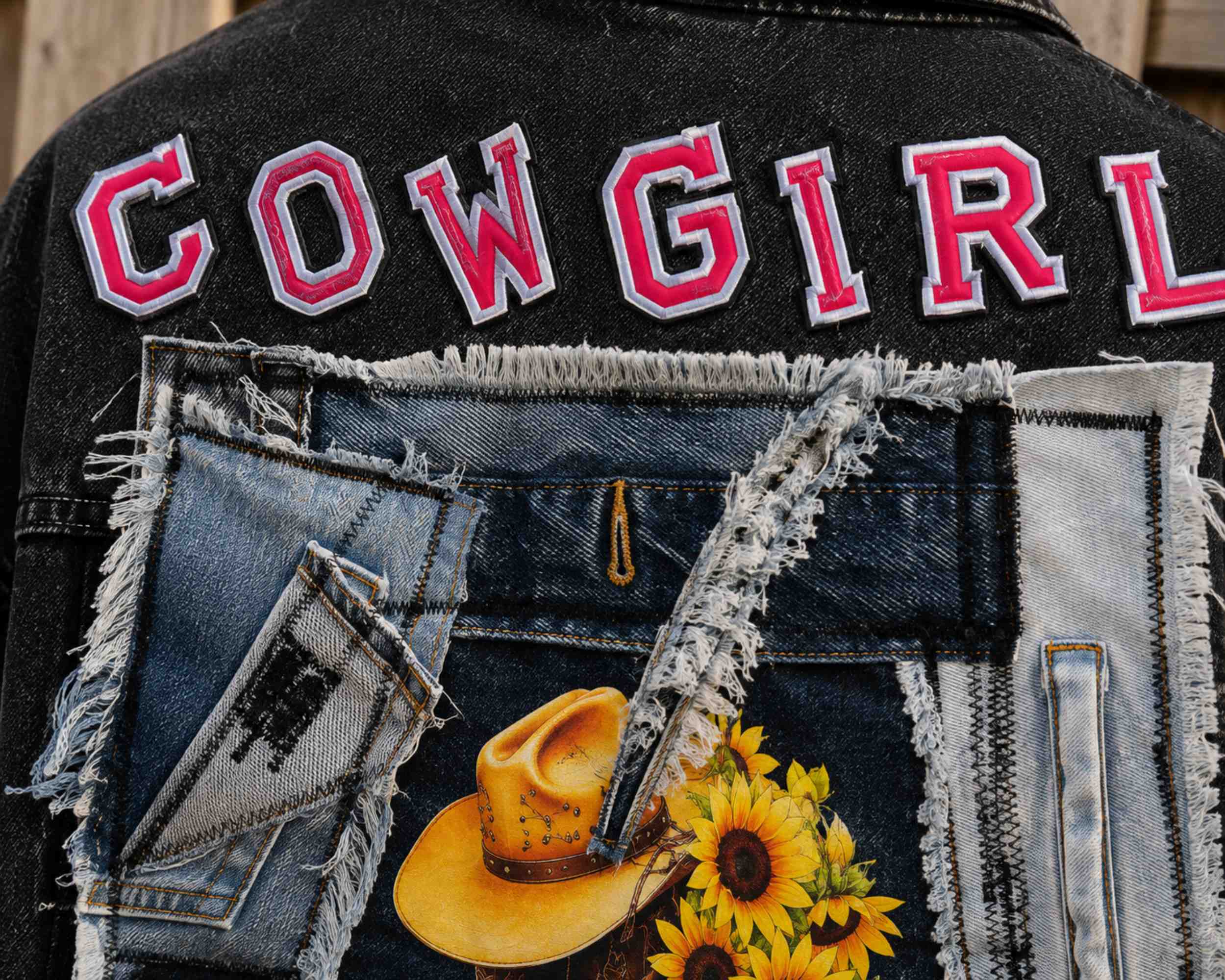 One of a Kind Cowgirl Upcycled Denim Jacket – Handmade - 154580 One of a Kind Cowgirl Upcycled Denim Jacket – Handmade
