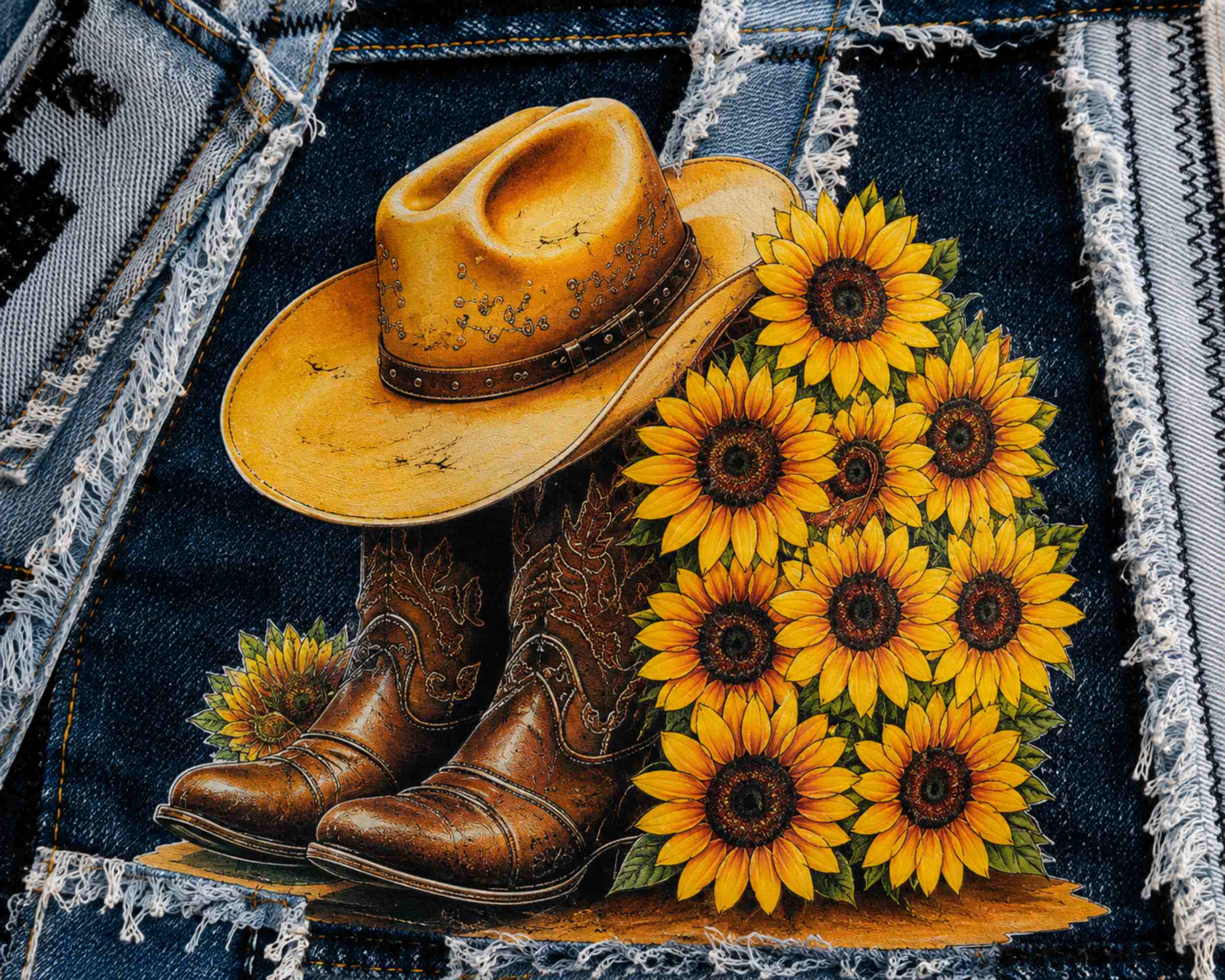 One of a Kind Cowgirl Upcycled Denim Jacket – Handmade - 154581 One of a Kind Cowgirl Upcycled Denim Jacket – Handmade