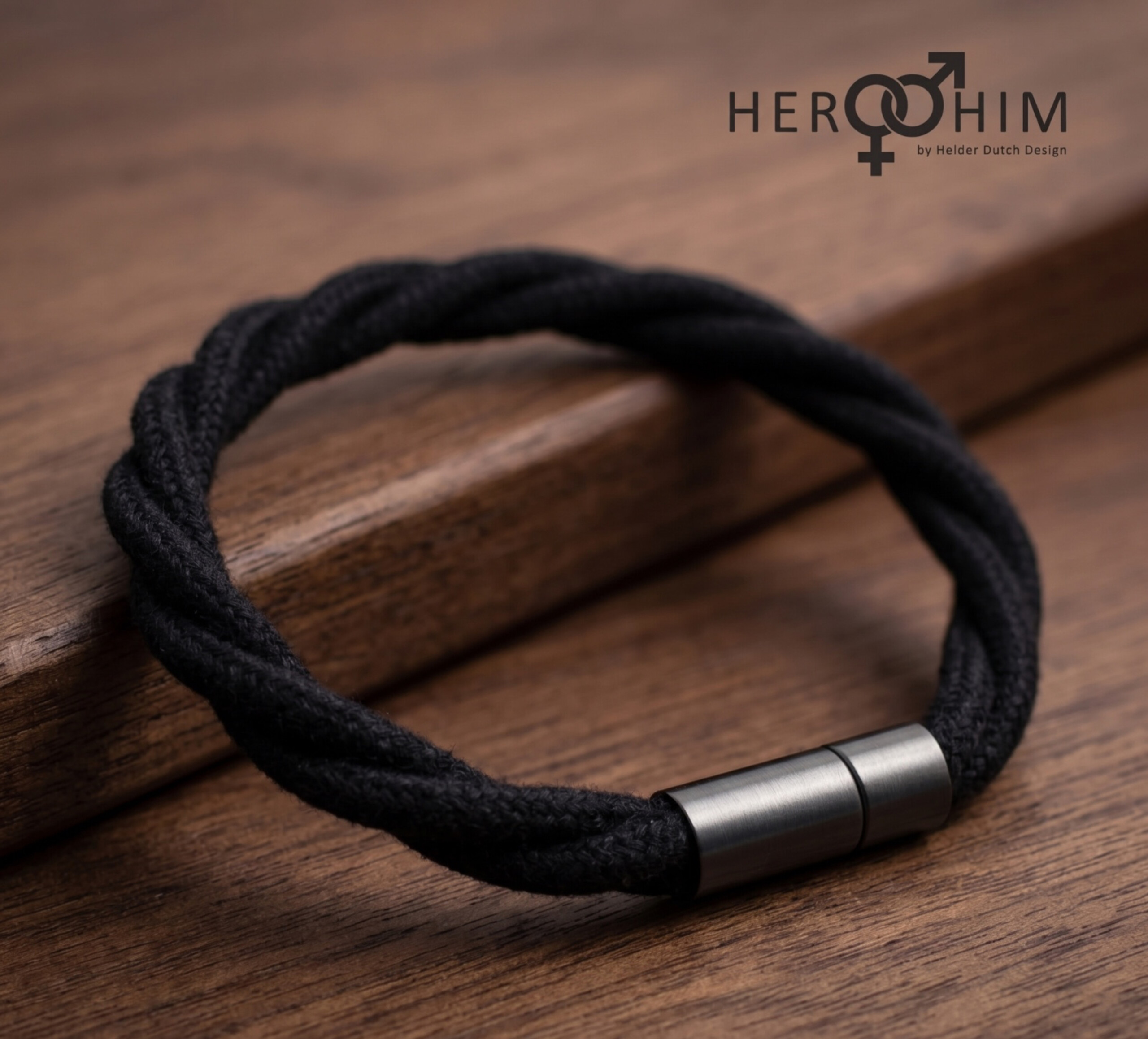 Armband van Textielsnoer - Twisted Black