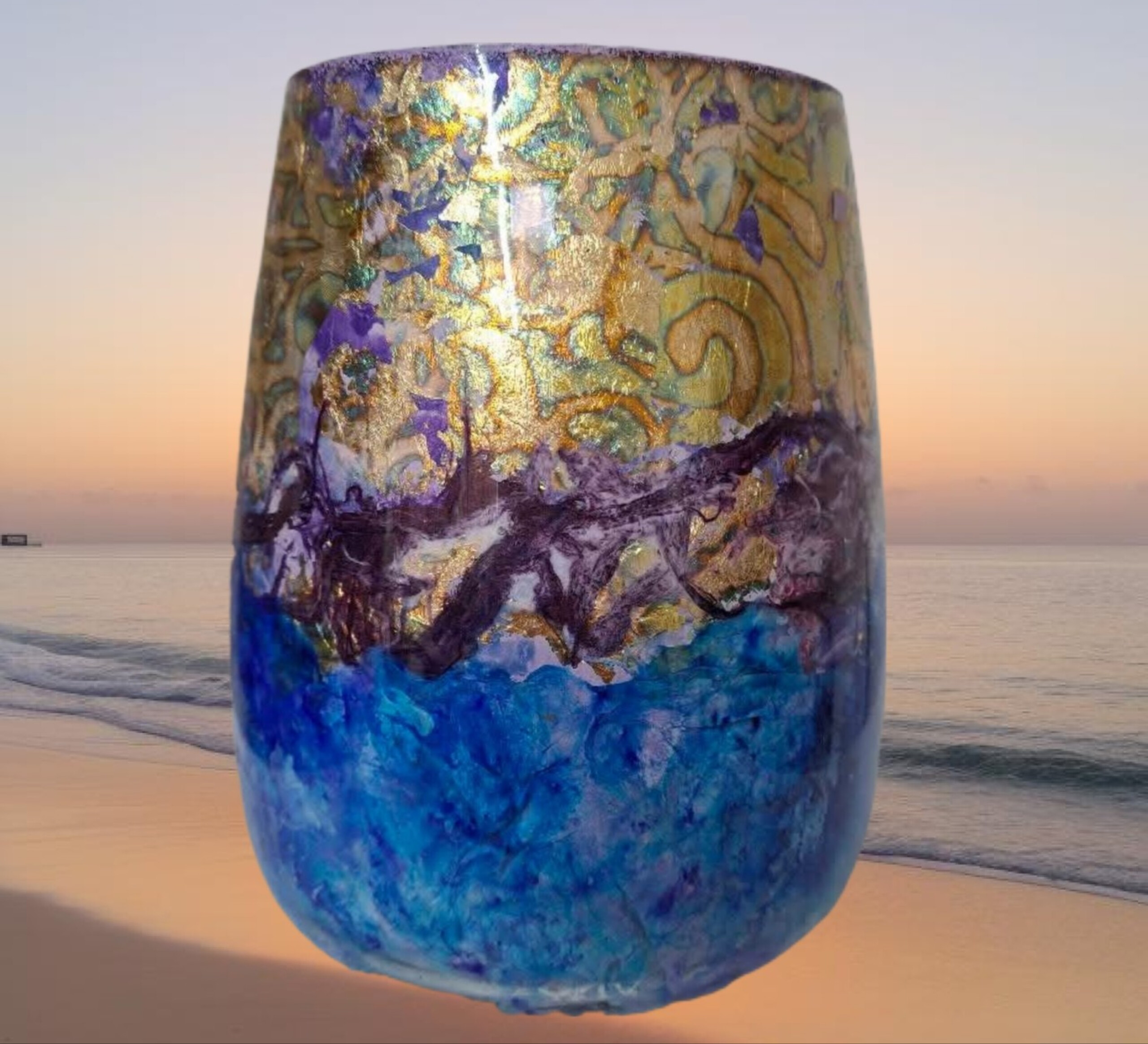 DIY voor thuis Experimentele vaas Blauw/Bordeau