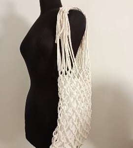 tas, macramé met binnenzak, wit
