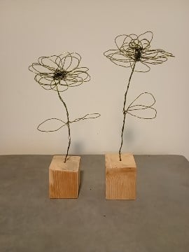 Decoratie, 2x bloem ijzerdraad, BILLIE-1, groen - 103878 Decoratie, 2x bloem ijzerdraad, BILLIE-1, groen