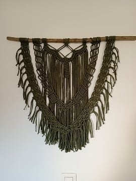 Wanddecoratie IRIS, macramé, kaki