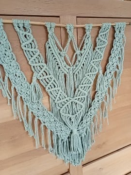Wanddecoratie Iris-1, macramé, mintgroen - 101341 Wanddecoratie Iris-1, macramé, mintgroen