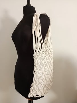 tas, macramé met binnenzak, wit