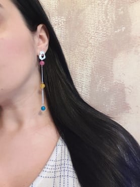 Jade statement earrings with silver studs